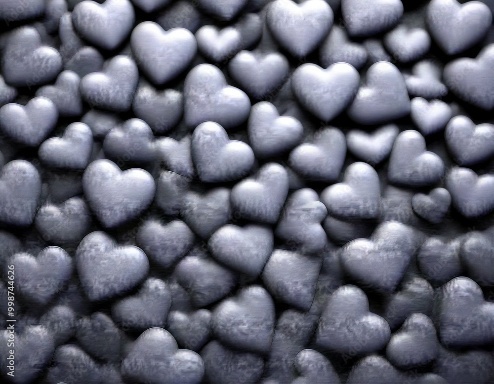 Aufkleber A black and white of overlapping heart shapes, creating a textured and abstract pattern