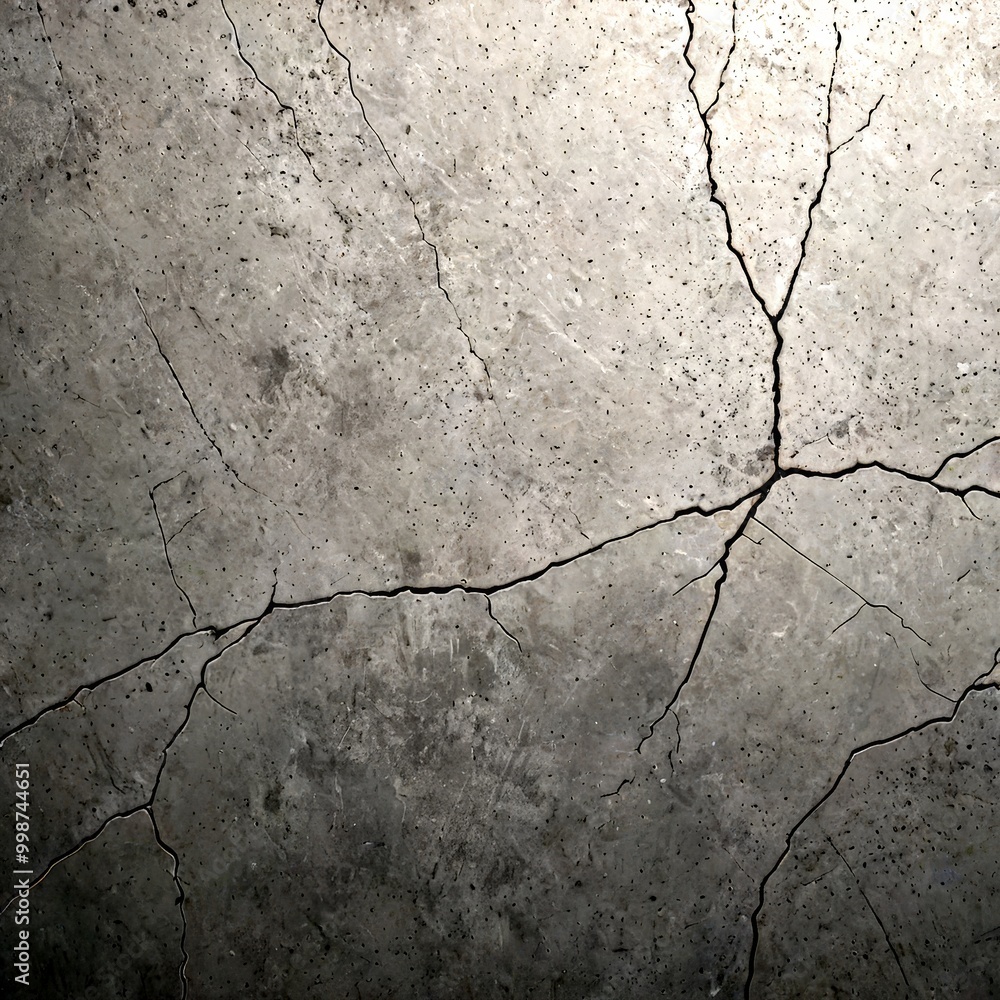 Aufkleber a close-up view cracked concrete surface, with visible cracks and fractures across the entire