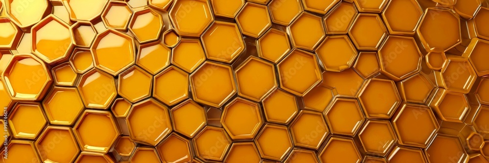 Aufkleber a repeating pattern of honeycomb-like hexagonal shapes in a warm, golden color, creating a visually striking and textured background.