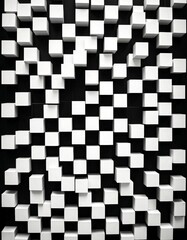 Fototapeta premium A pattern of white cubes arranged in a grid-like pattern against a black background