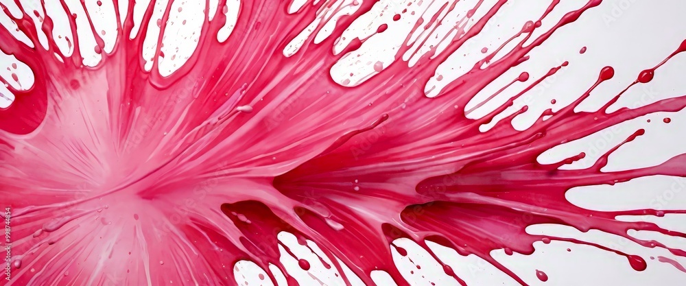 Aufkleber a vibrant splash of pink paint, with the paint droplets radiating outwards in a dynamic and abstract