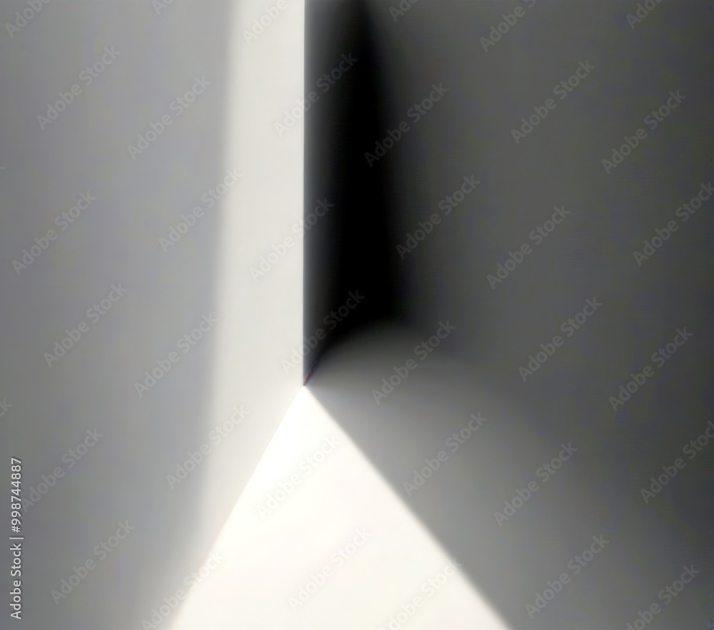 Poster A minimalist white room with a light source on the left side, casting a shadow on the right side