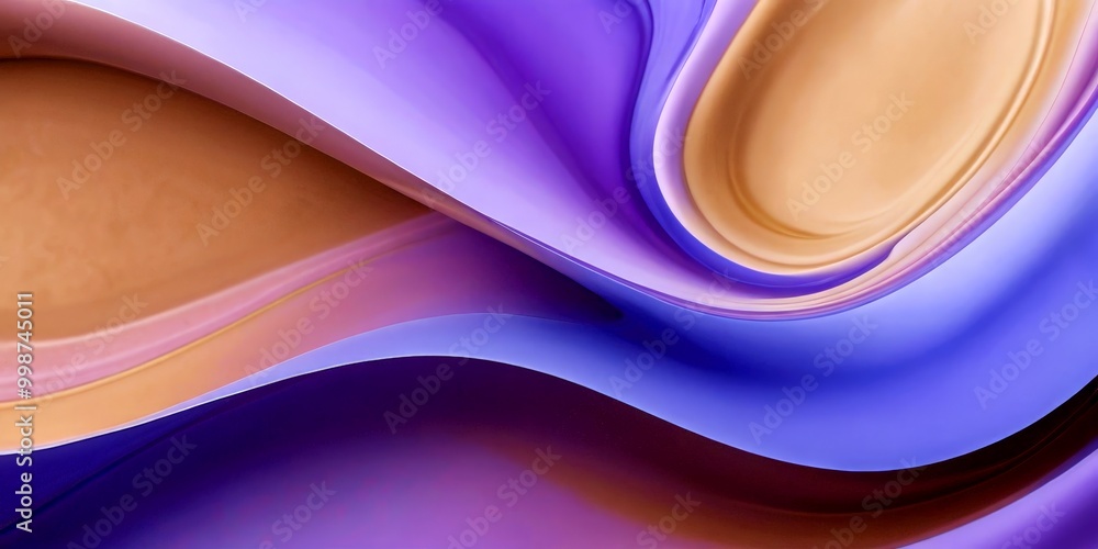 Aufkleber a vibrant abstract composition of overlapping curved lines in shades of purple and orange, creating a dynamic and visually striking pattern