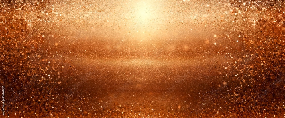 Poster a golden, glittery background with a warm, glowing effect, creating a visually striking and festive atmosphere