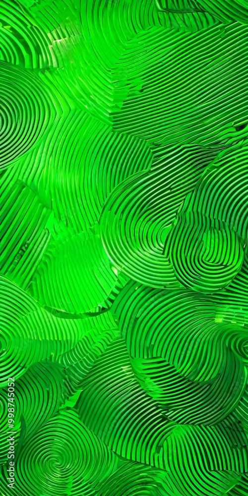 Leinwandbilder a close-up view of a textured surface with a repeating pattern of green and yellow lines, creating a vibrant and dynamic visual effect.