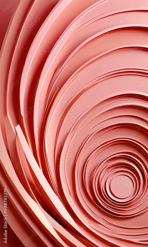 Leinwandbilder a close-up view pink paper sculpture with a repeating pattern of concentric circles, creating a visually striking and abstract design