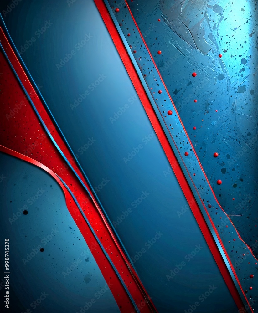 Leinwandbilder a striking abstract composition with a blue background, red and blue horizontal and vertical stripes