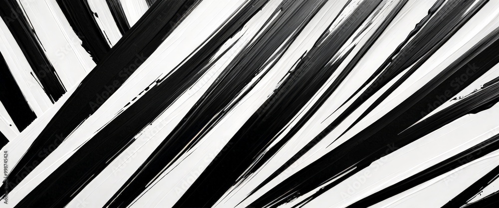 Poster Abstract black and white image with diagonal lines and splatters of paint.