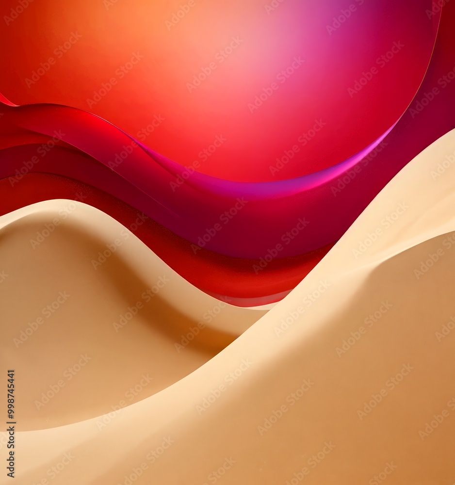 Poster a vibrant abstract composition with a gradient of red and orange hues, transitioning from a deep red at the top to a lighter orange at the bottom The colors are interspersed