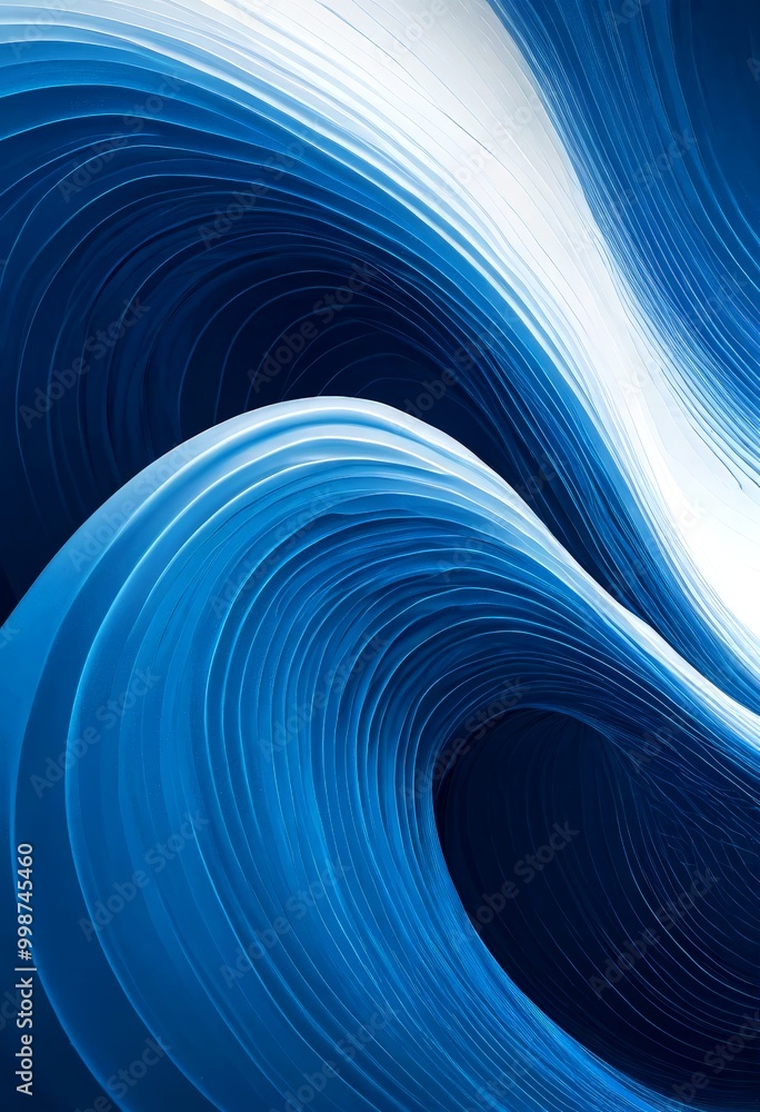 Leinwandbilder a striking abstract composition of curved lines and swirls in shades of blue and white, creating a sense of movement and dynamism