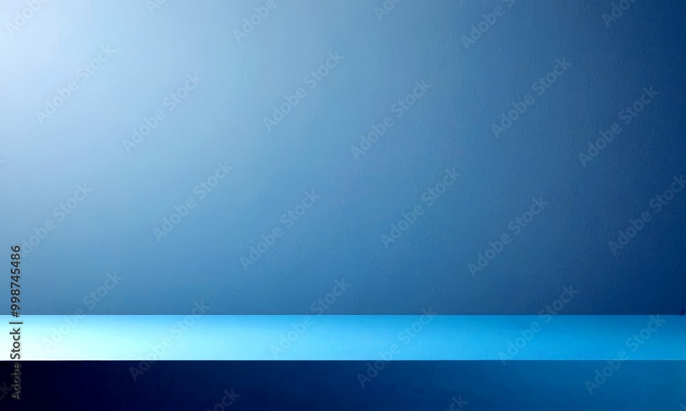 Aufkleber A minimalist blue shelf against a gradient background, with a subtle gradient effect transitioning from a darker shade of blue at the top to a lighter one at the bottom