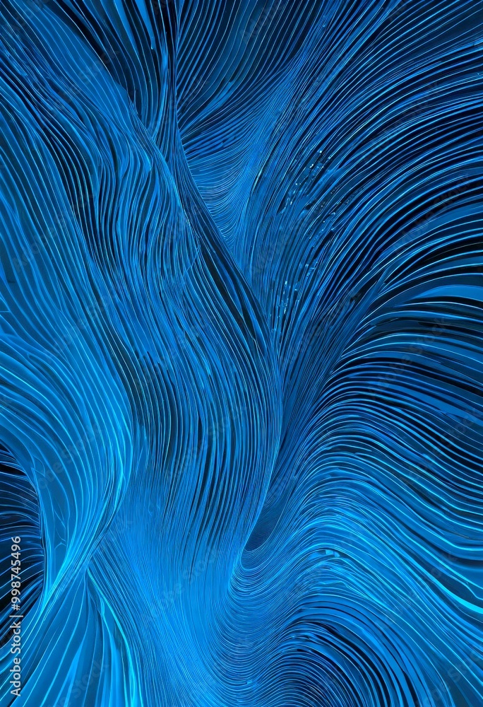 Leinwandbilder a striking abstract pattern of blue lines and curves, creating a sense of movement and dynamism The lines are arranged in a way that they appear to be flowing and