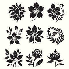 Obraz premium Seamless black and white floral pattern with vintage flower elements for textile design