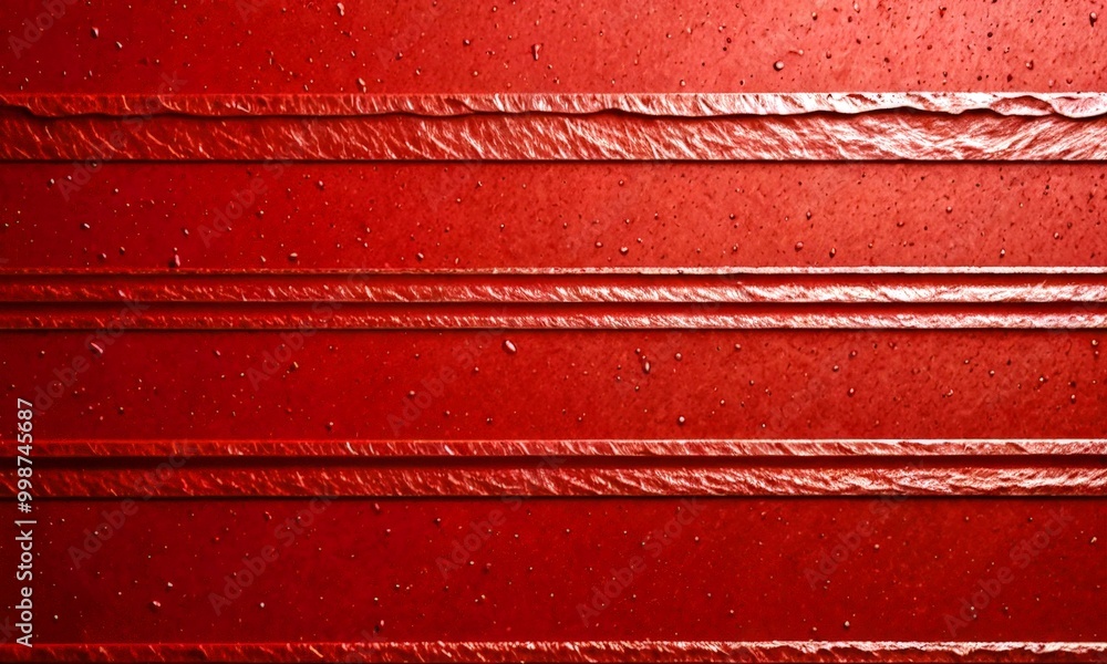 Fototapete a close-up view red textured surface with a repeating pattern of horizontal lines and small speckles