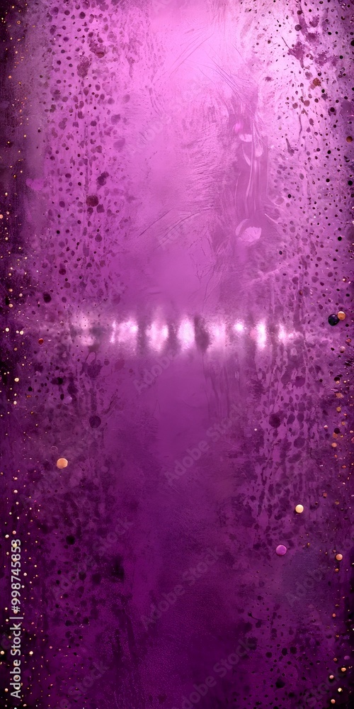 Poster a purple background with a gradient effect, featuring a white line running horizontally across the center The background is adorned with small gold dots scattered