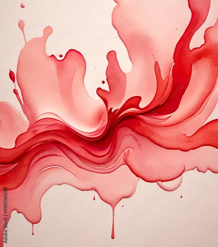 Leinwandbilder abstract art featuring a vibrant red color, with splashes and drips creating a dynamic and fluid com