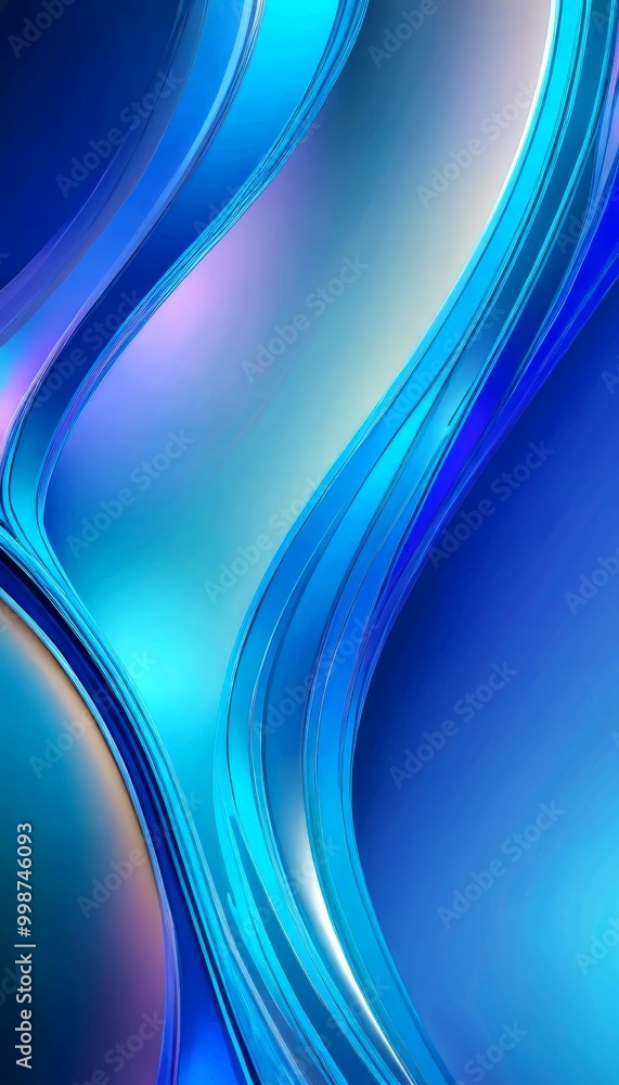 Aufkleber a vibrant abstract composition of curved lines and swirls in shades of blue, purple, and pink, creat