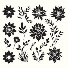 Fototapeta premium Seamless floral pattern with decorative vintage flower and leaf elements for textile design or botanical wallpaper