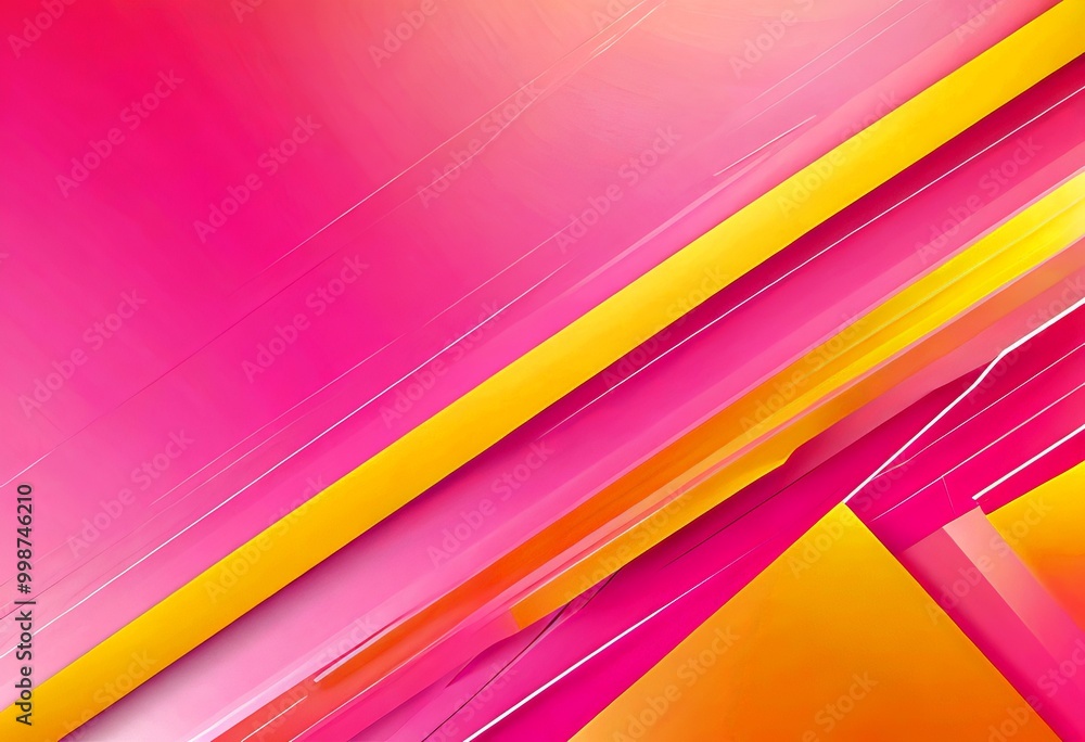 Leinwandbilder a vibrant abstract composition with diagonal lines in pink and yellow, creating a dynamic and visually striking pattern