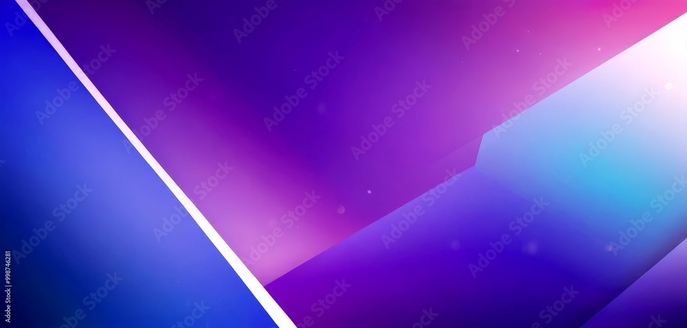 Poster a vibrant abstract composition with a gradient of purple and blue hues, creating a dynamic and visually striking effect