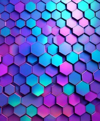 a repeating pattern of hexagonal shapes in various shades of blue, purple, and pink, creating a visually striking and vibrant design