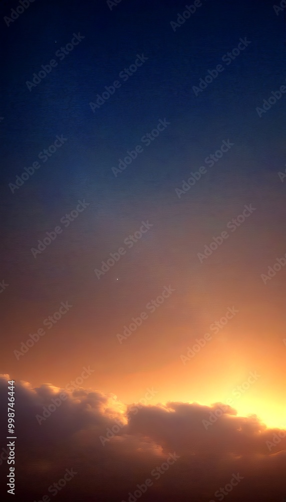Aufkleber a serene sky transitions from deep blue to warm orange as the sun sets, casting a soft glow over the