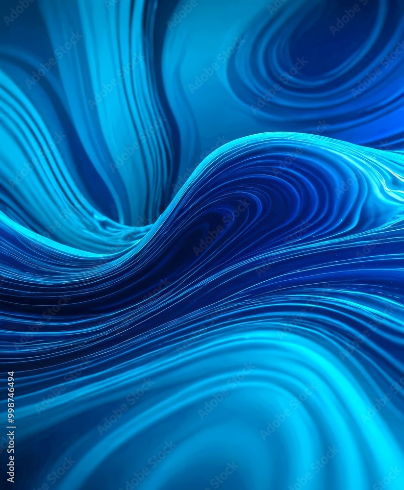 Poster a close-up view swirling, abstract pattern of blue and white lines, creating a sense of movement and dynamism