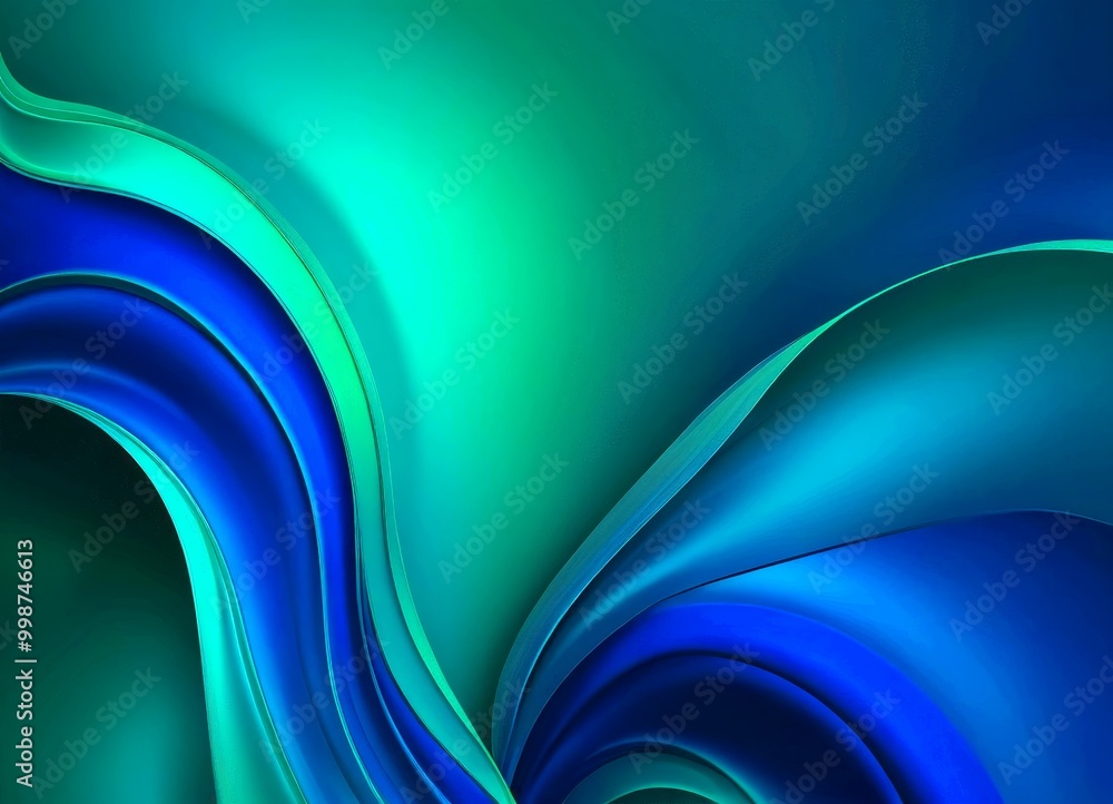 Leinwandbilder a vibrant abstract composition of curved lines in shades of blue and green, creating a dynamic and visually striking pattern