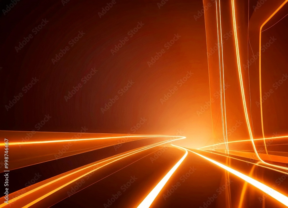 Fototapete a dynamic abstract composition of glowing orange and white lines, creating a sense of movement and energy