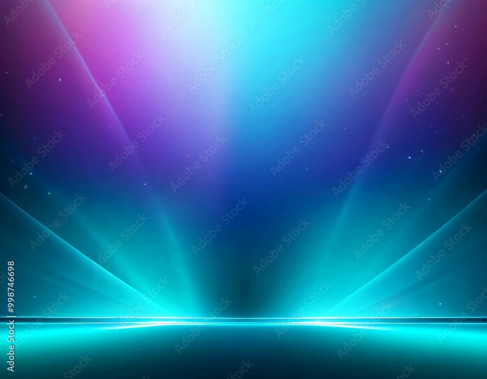Poster a vibrant, abstract background featuring a gradient of blue and purple hues, with a central line of 