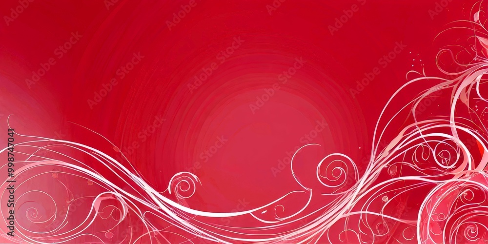 Aufkleber a vibrant red background with a repeating pattern of white swirls and curves, creating a dynamic and visually striking design.
