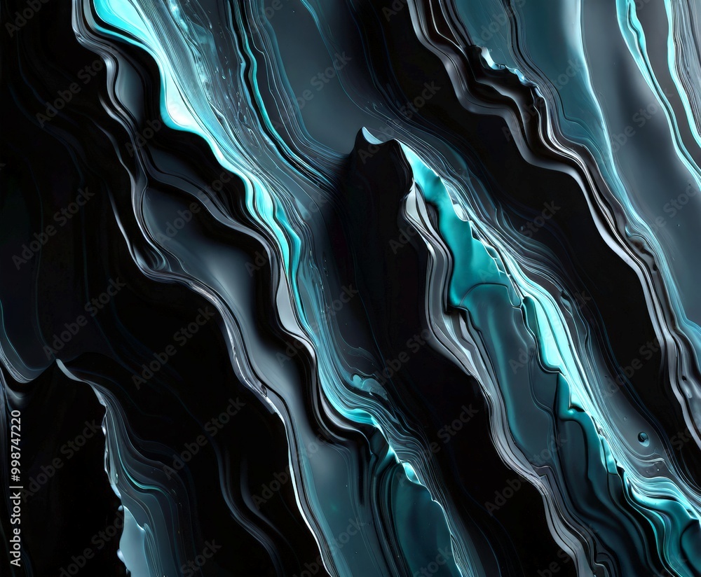 Aufkleber a striking abstract pattern of dark blue and black lines and swirls, creating a sense of movement and dynamism