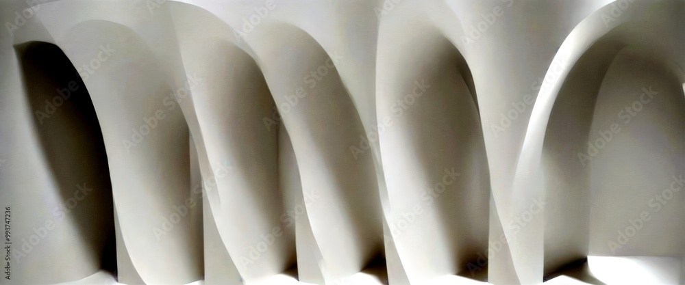 Poster a series of white arches arranged in a repeating pattern, creating a sense of depth and dimensionality