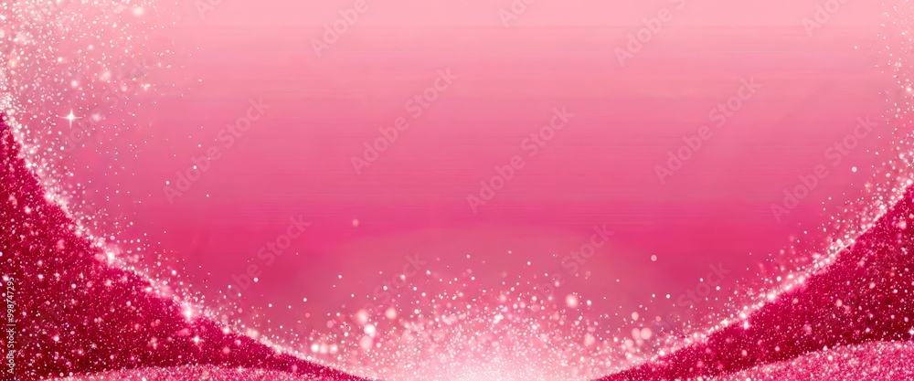 Poster A pink gradient background with a glittering, sparkling effect, creating a visually captivating and festive atmosphere