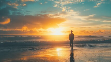 Fototapeta premium Breathe Deeply at Sunrise by the Ocean