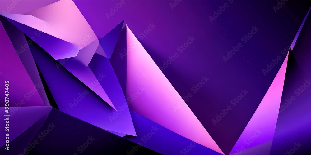 Aufkleber a geometric abstract composition of overlapping triangular shapes in shades of purple and pink, creating a dynamic and visually striking pattern