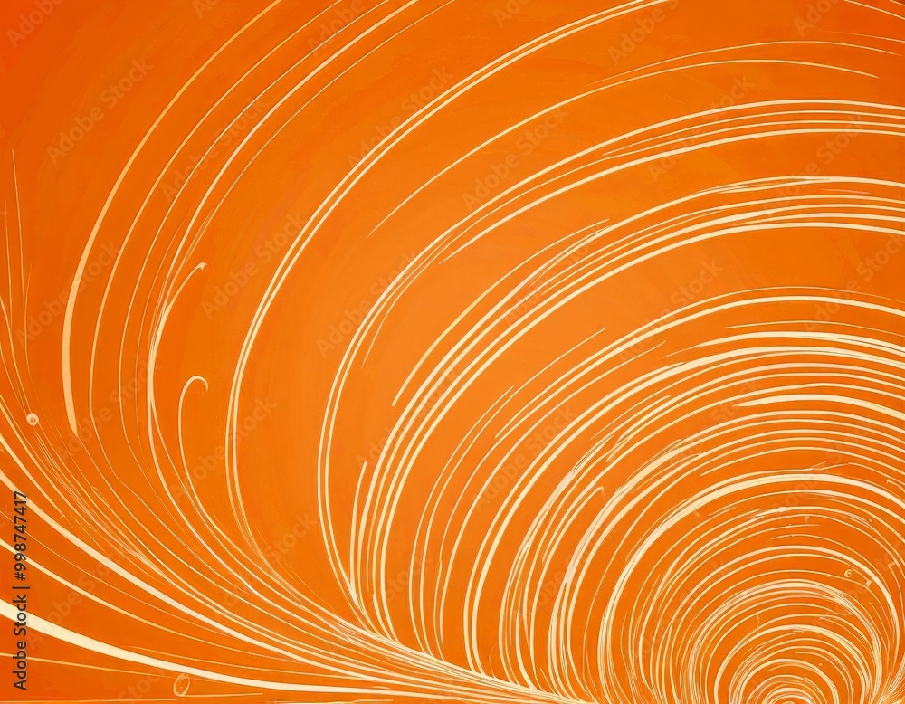 Fototapete a vibrant abstract design with a gradient of orange and white, resembling a swirling pattern or a tunnel The design is composed of curved lines and shapes, creating a sense