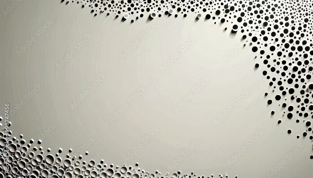 Fototapete a minimalist design with a white background and a pattern of black dots arranged in a diagonal line, creating a sense of movement and rhythm.