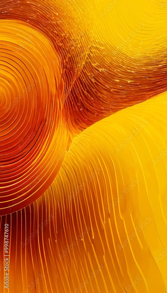 Aufkleber a vibrant abstract composition of overlapping concentric circles in shades of orange and yellow, creating a dynamic and visually striking pattern.