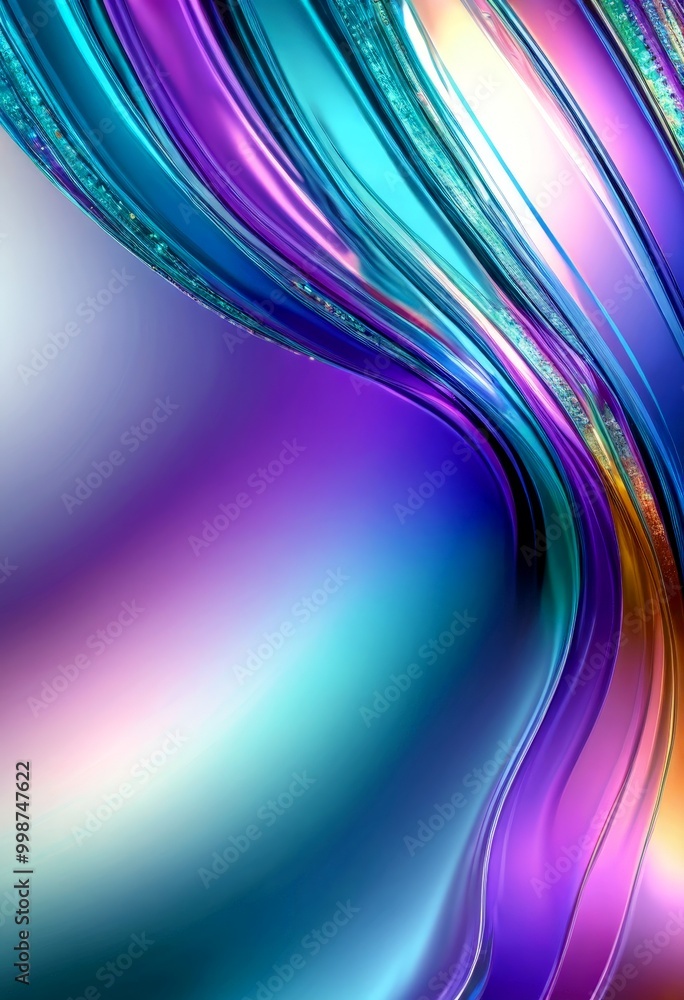 Aufkleber a vibrant abstract composition with a gradient of purple, blue, and pink hues, interspersed with str