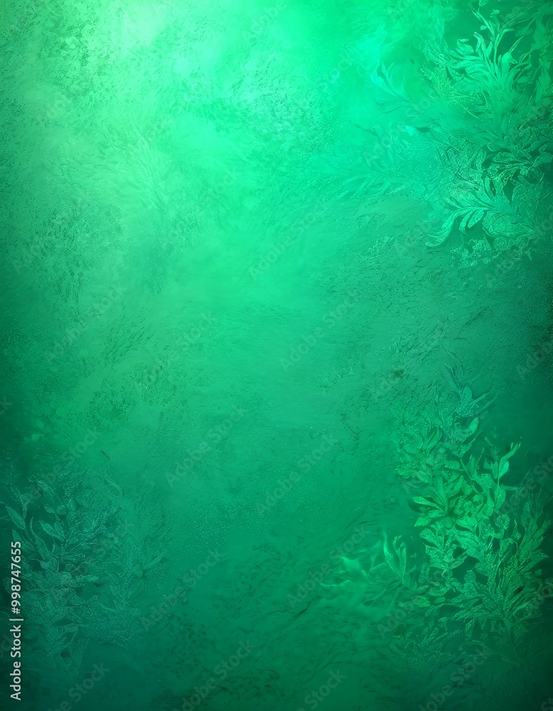 Aufkleber a textured, greenish-blue background with a subtle pattern of leaves and branches The does not contain any discernible text or countable objects