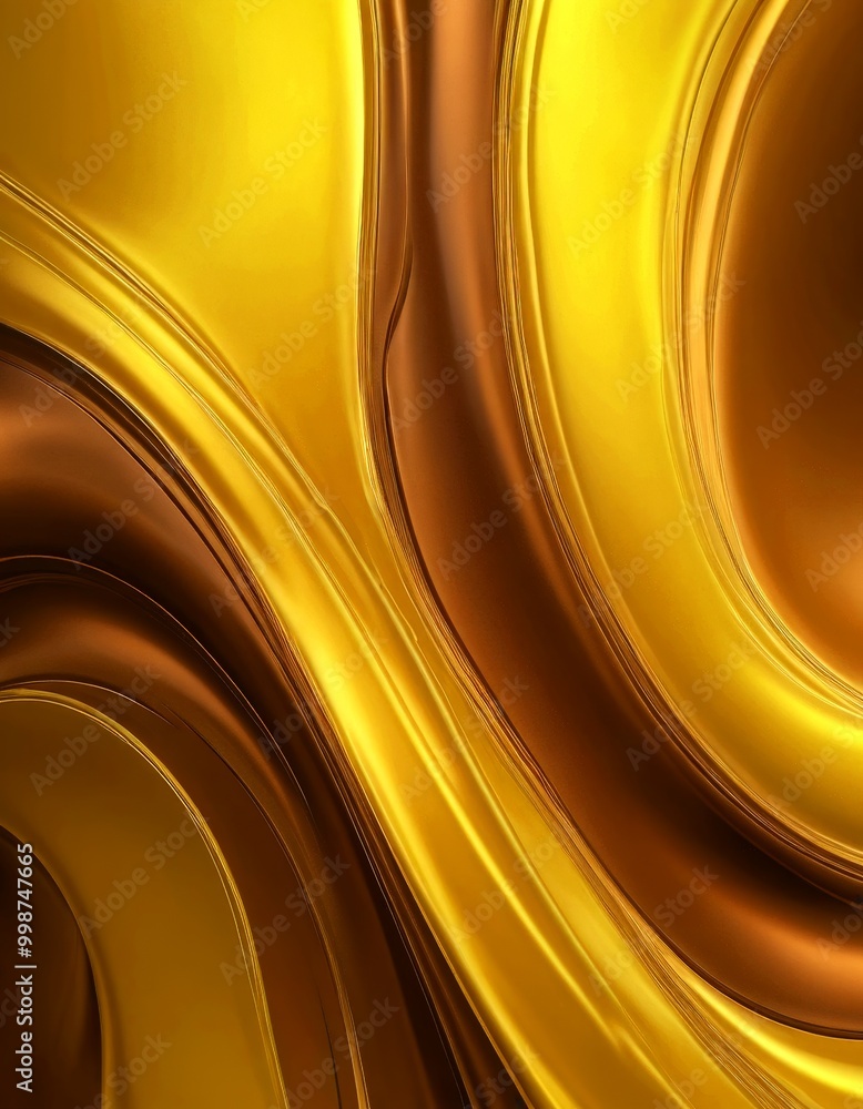 Fototapete a dynamic abstract pattern of curved lines and swirls in shades of gold and brown, creating a sense of movement and energy