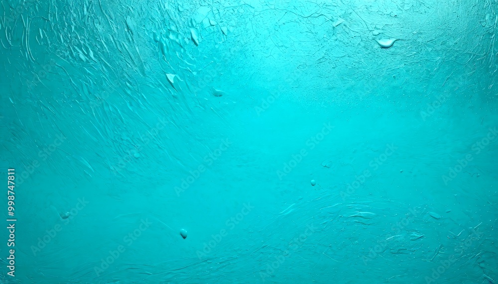 Poster a close-up view textured surface with a vibrant turquoise color The surface appears to be a painted or textured wall, with a rough, uneven texture that gives it a