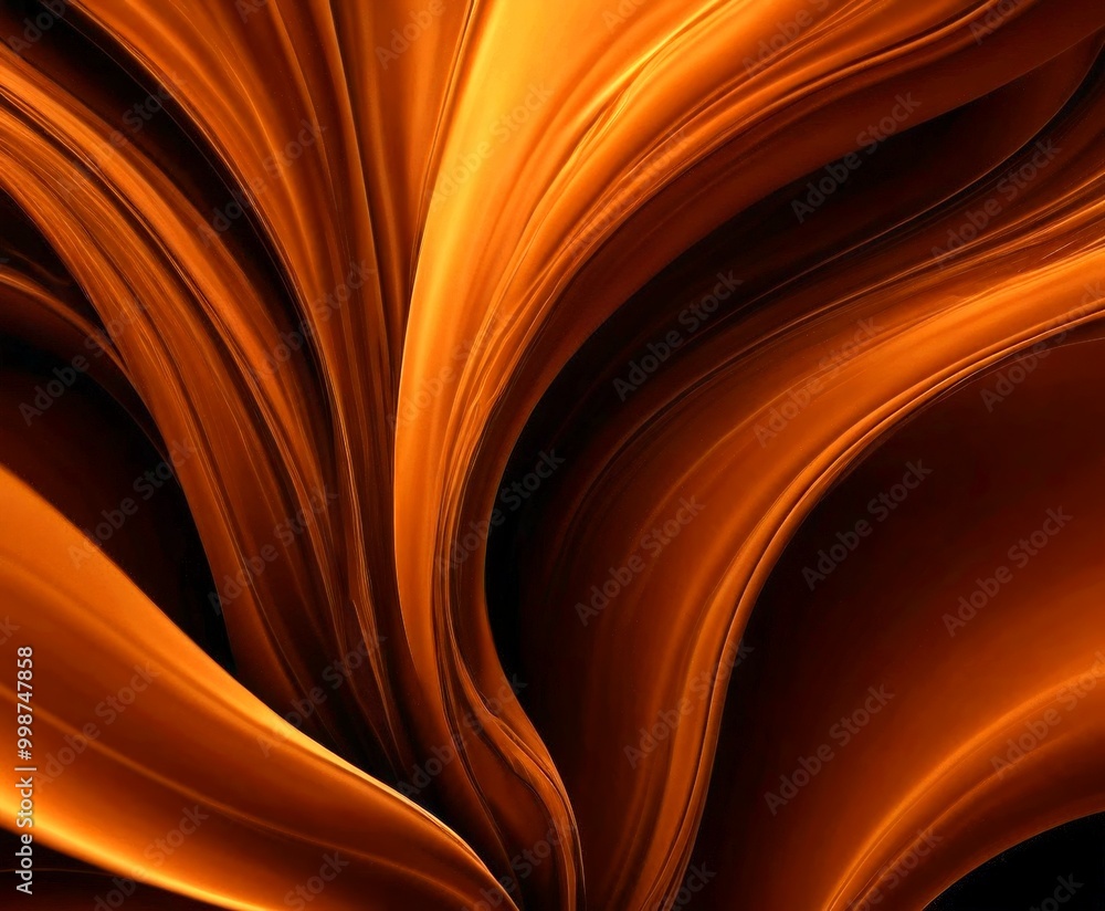 Poster a close-up view swirling, abstract pattern of brown and orange hues, creating a sense of movement and dynamism