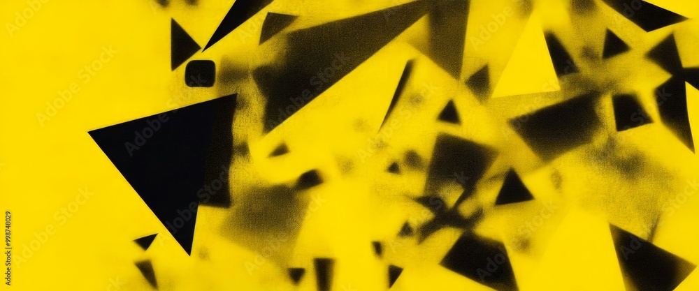 Fototapete a chaotic arrangement of black and yellow triangles, creating a sense of disarray and randomness