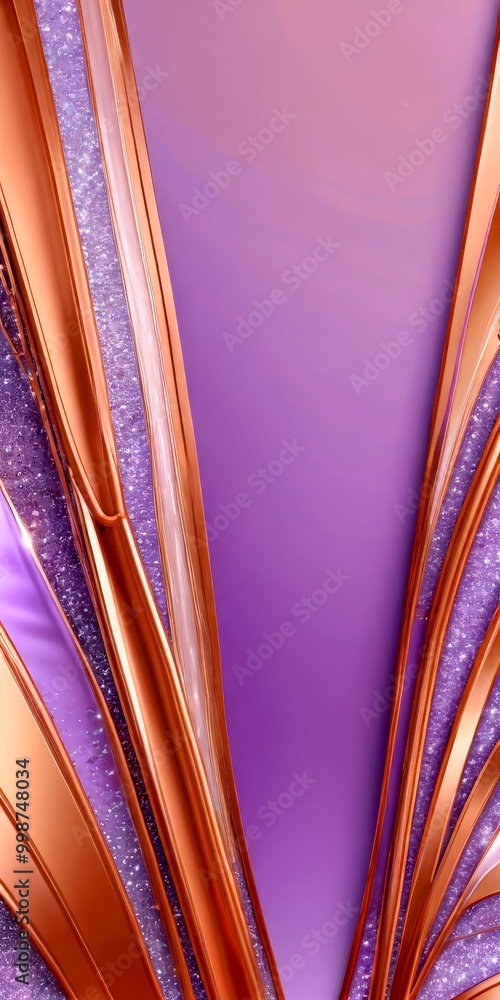 Aufkleber a striking abstract composition of overlapping lines and curves in shades of purple and gold, creating a sense of movement and dynamism