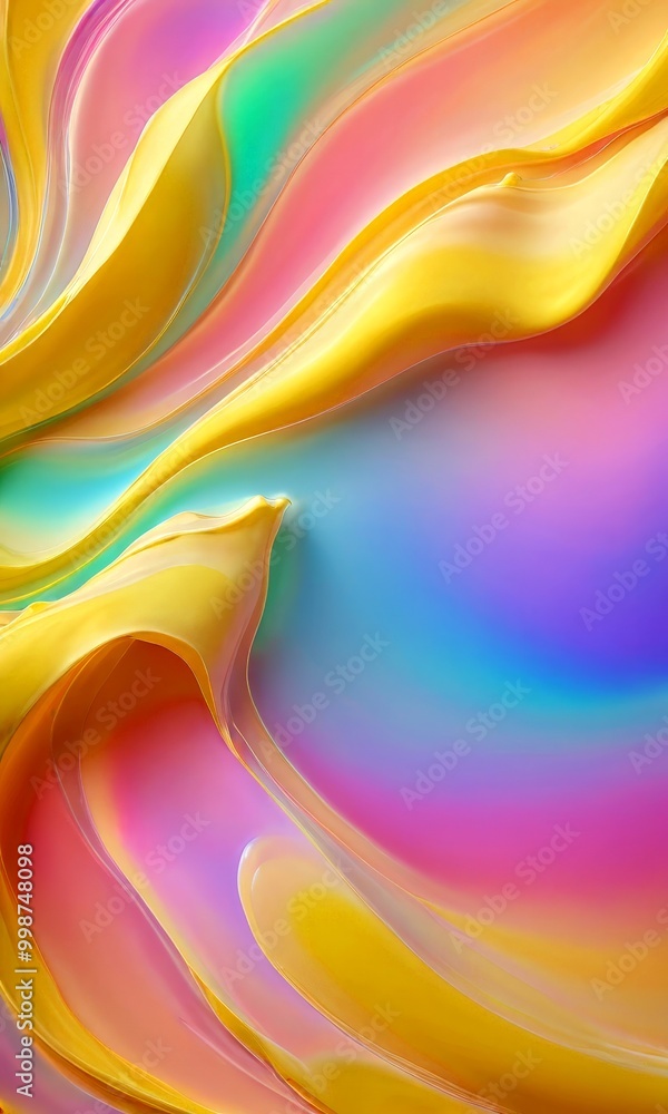 Poster a vibrant abstract composition of fluid, multicolored lines and curves, creating a sense of movement