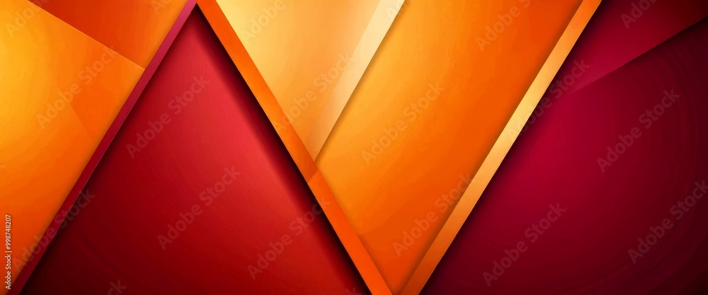 Aufkleber a vibrant abstract composition of overlapping triangles in various shades of orange and red, creating a dynamic and visually striking pattern