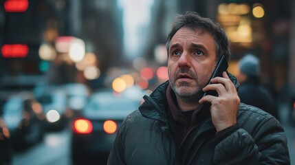 Man Calling for Help in Urban Environment