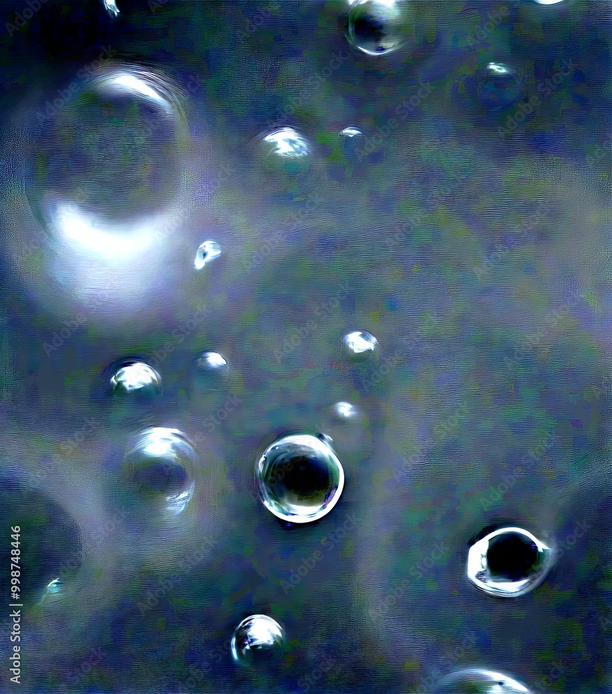 Poster a close-up view of numerous white soap bubbles floating in a light gray background